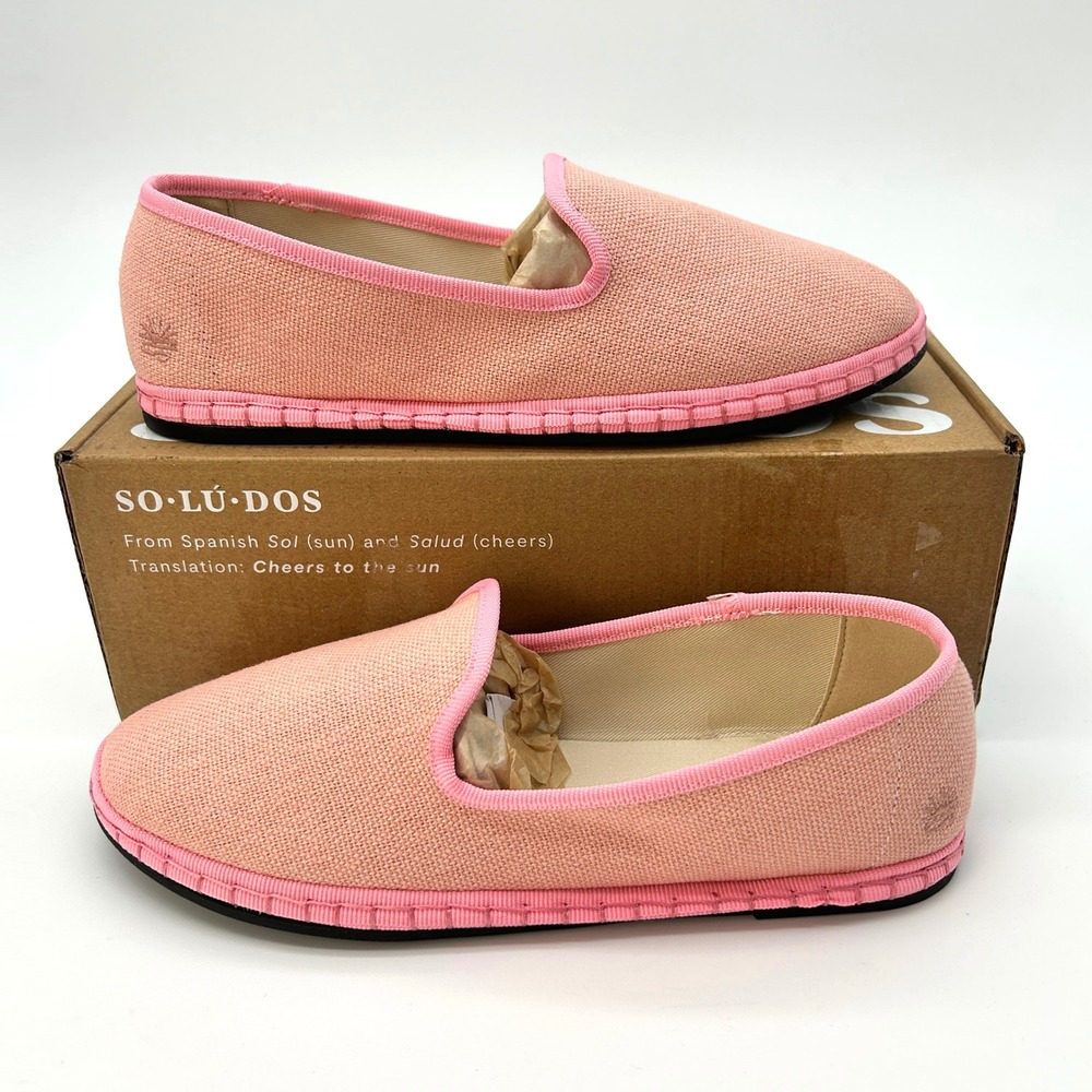 Slip On Flats Soludos The Venetian Sz. 6-6.5 Pink Organic Cotton All Weather NEW